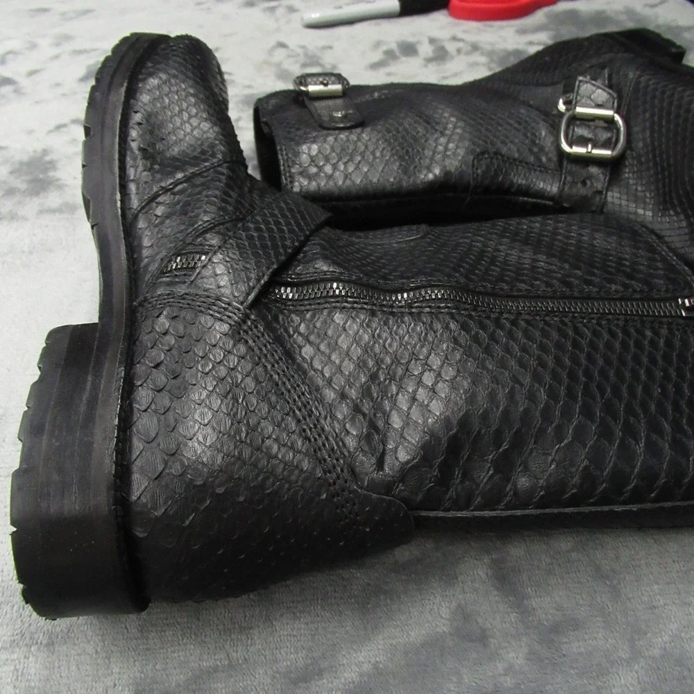 Jimmy Choo Men 9.5 Python Boots BLK Exotic Embos Leather LIGHTLY USED RARE Italy